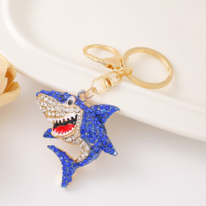 Cute cartoon ocean shark keychain bag pendant gift alloy rhinestone