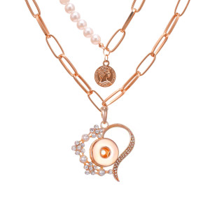 love Cross Pearl Necklace fit 20mm Snaps button jewelry wholesale