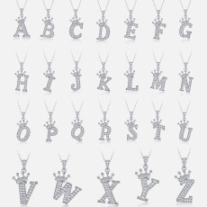 26 English letter necklace 925 silver ladies moissanite collarbone chain