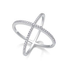 European and American popular cross ring women's non fading S925 silver moissanite ring