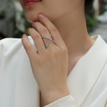 European and American popular cross ring women's non fading S925 silver moissanite ring