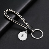 Fit 20mm snap button Leather rope keychain hand woven car keychain PU couple pendant
