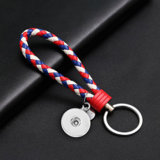 Fit 20mm snap button Leather rope keychain hand woven car keychain PU couple pendant