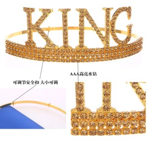 Men's Birthday Crown Etiquette Set KING Crown Headwear Party Dress up Cake Hat