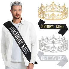 European and American men's crown, crown, birthday king ribbon, birthday party decoration