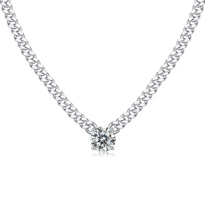 S925 silver men's chain silver plated platinum moissanite necklace new collarbone chain wholesale