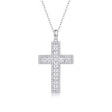 S925 silver Moissanite necklace hot selling cross collarbone chain