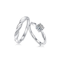 S925 moissanite Ring Adjustable Couple Pair Ring Wholesale