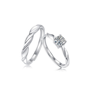 S925 moissanite Ring Adjustable Couple Pair Ring Wholesale