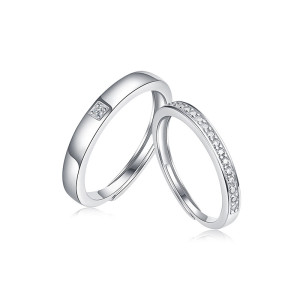 Adjustable new moissanite ring 925 silver couple's ring