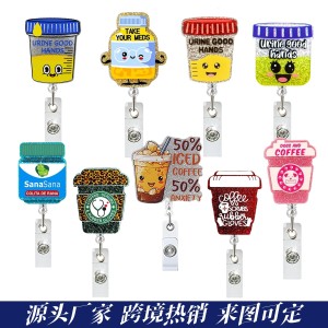 360 degree rotating crocodile clip acrylic easy pull buckle Retractable badge reel