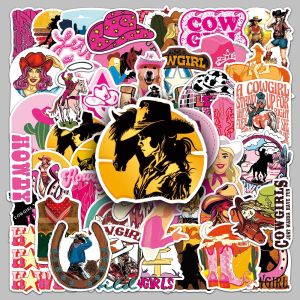 50 pieces /set Cowgirl Cartoon Pink Graffiti Outdoor Waterproof Decoration Notebook Luggage Phone Case Stickers