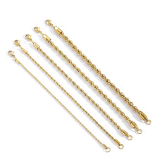 20cm length Stainless steel Fried Dough Twists chain bracelet 2mm 3mm 4mm 5mm 6mm