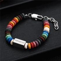 Explosive Titanium Steel Bracelet Men's Colored Volcanic Stone Men's Stainless steel Bracelet Wholesale