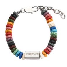 Explosive Titanium Steel Bracelet Men's Colored Volcanic Stone Men's Stainless steel Bracelet Wholesale