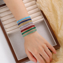 Rectangular zircon bracelet with adjustable length, colorful and fashionable