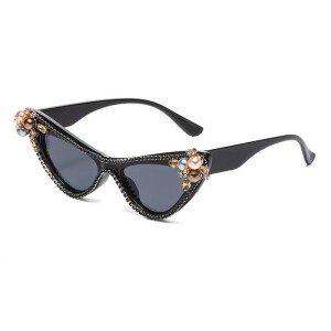 2025 New Plastic Eyeframe Fashion Cat Eye Diamond Set Small Frame Sunglasses