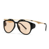 Popular Sunglasses Street Photography Instagram Internet Celebrity Model Geometric Metal Frame Sunglasses Female