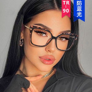 Square flat lens women's glasses anti blue light