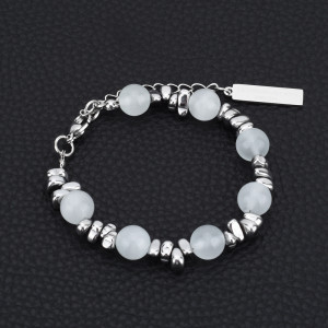Stainless steelbracelet, cat's eye, black gallstones, handmade beads, exquisite couple