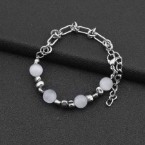 Thorn cat eye stone bead necklace Stainless steel chain men's collarbone chain