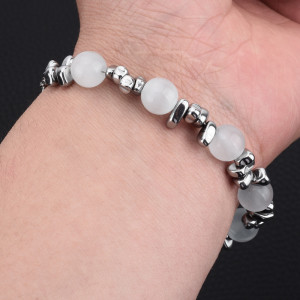 Stainless steelbracelet, cat's eye, black gallstones, handmade beads, exquisite couple