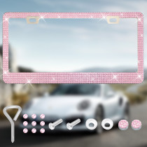 Rhinestone stainless steel license plate frame, American standard diamond inlaid license plate frame