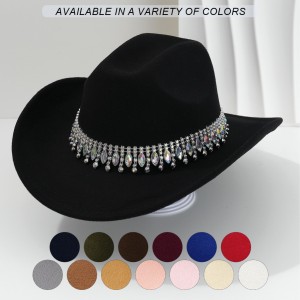 Men's and women's unique jazz denim hats with tassel and rhinestone accessories for weddings