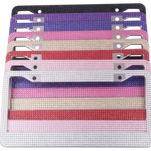 Acrylic stainless steel license plate frame, American style diamond inlaid license plate frame, factory direct sales