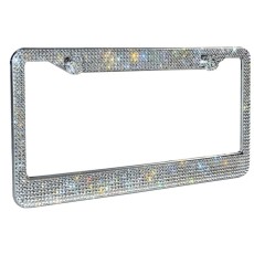 Rhinestone stainless steel license plate frame, American style diamond inlaid license plate frame, factory direct sales