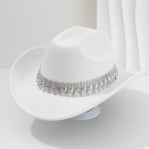 Men's and women's unique jazz denim hats with tassel and rhinestone accessories for weddings