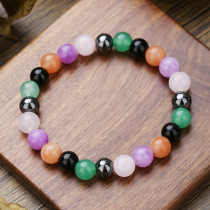 8mm Natural Stone Multi Treasure Crystal Bracelet with Colorful Beads and Elastic Rope Bracelet