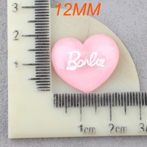 12MM snap button  Sparkling Pink Love Barbie Peach Heart Cream Resin DIY