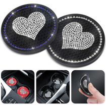 Water cup pad, car mounted diamond studded anti slip pad, heart-shaped insulation pad