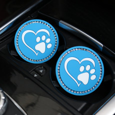 New Car Creative Water Cup Pad with Diamond studded Love Bear Claw