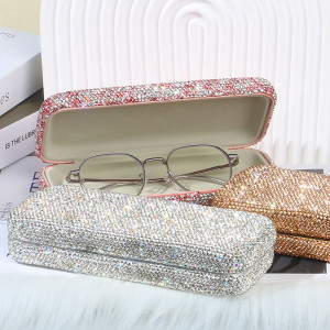 Diamond studded car glasses storage box, popular sunglasses box, portable storage
