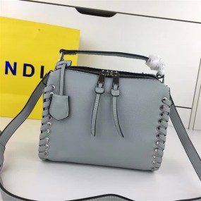 FENDI BAG light blue zipper  ladies' leather  ladies' bag  elegant single shoulder bag