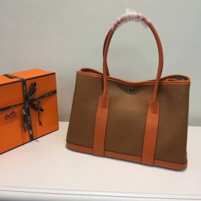 hermes bag  garden part handbag bag togo leather Genuine 36cm tan color