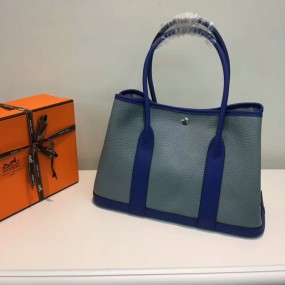 hermes bag  garden part handbag bag togo leather Genuine 36cm blue navy