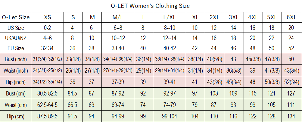 So Clothing Size Chart