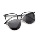 Black Round TR90 Glasses with Clip On Sunglasses LC7809 - Sleek & Practical