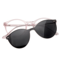 Medium Pink Round Acetate Glasses with Clip On Sunglasses LC7813 - Chic & Versatile