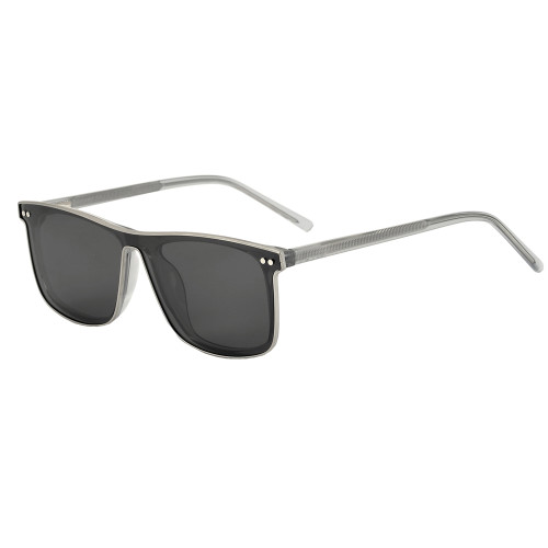 Clear Grey Square TR90 Glasses with Clip On Sunglasses LC7806 - Stylish & Functional