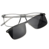 Clear Grey Square TR90 Glasses with Clip On Sunglasses LC7806 - Stylish & Functional