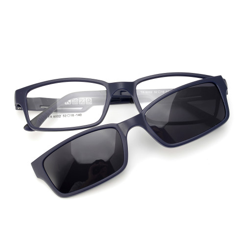 Olet Prescription Glasses Clip On Sunglasses Black Rectangle Frame Medium  Size LC8006C1