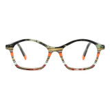 Olet Cat Eye Prescription Glasses Multicolor Acetate Frame Small Size LA1065C1