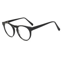 Olet Retro Round Prescription Glasses Black Acetate Frame Medium Size 2122020