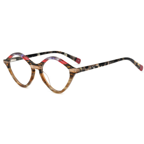 Olet Cat Eye Prescription Glasses Multicolor Acetate Frame Oversized LA1069C4