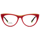 Olet Cat Eye Prescription Glasses Red Acetate Frame Medium Size LM6009C4