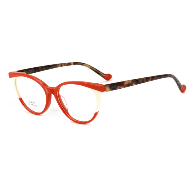 Olet Cat Eye Prescription Glasses Red Acetate Frame Medium Size LM6001C4